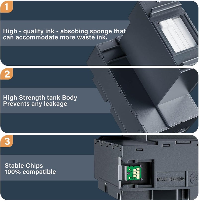 SUBLIMAKER T04D1 T04D100 Ink Maintenance Box for EcoTank ET-15000 ET-3760 ET-3850 ET-4850 ET-4760 ET-3750 ET-4750 ET-3830 ET-2980 ET-3950 ET-4950 ET-5150 ET15000 ET3760 ET3850 ET4750 Printer, TO4D1/04D1/2 Packs - Image 4